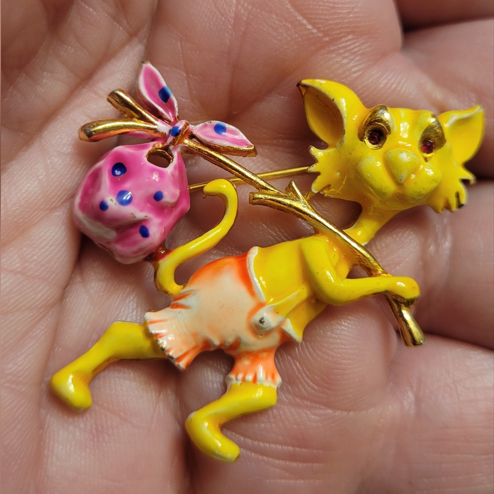 Vintage Hobo Cat Brooch Marked LG - Picture 7 of 8